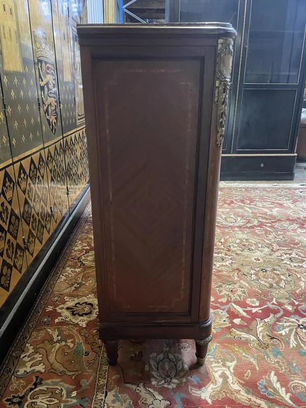 Buffet - Desserte de style Louis XVI en marqueterie plateau marbre
