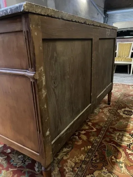 Louis XVI period chest of drawers in walnut and cherry wood Restored
