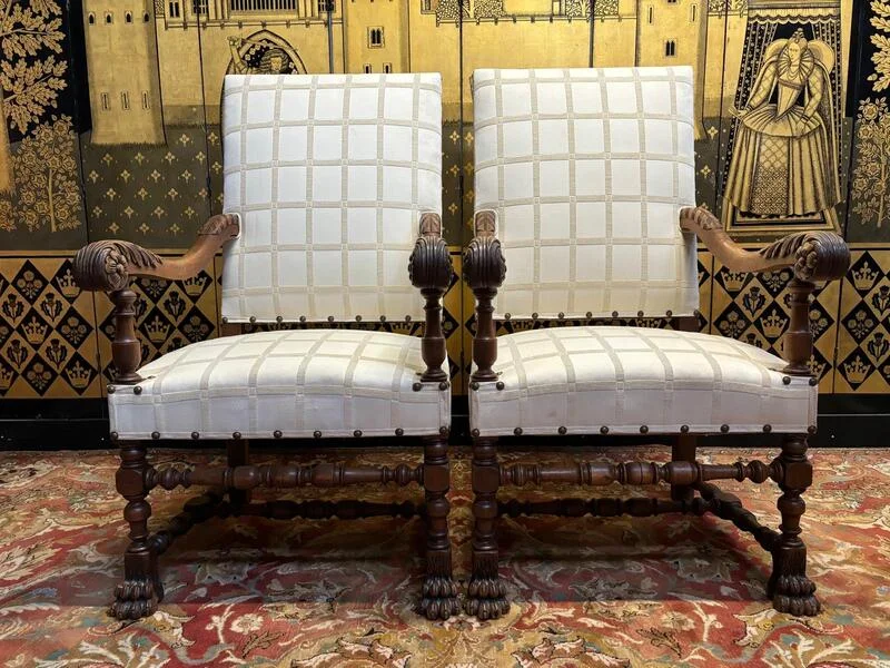 Paire de fauteuils de style Haute Époque - Renaissance - Louis XIII