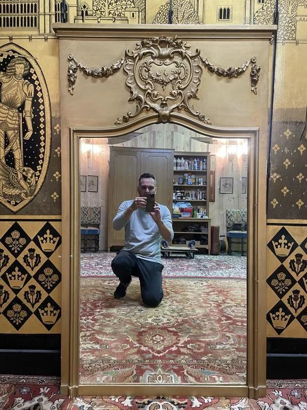 Miroir Trumeau en bois doré Napoléon III