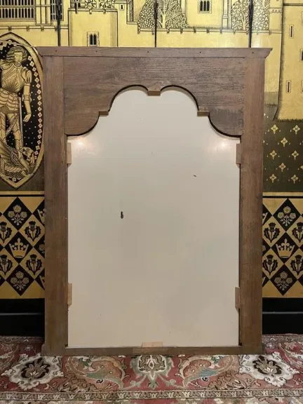 Solid oak trumeau mirror with shell