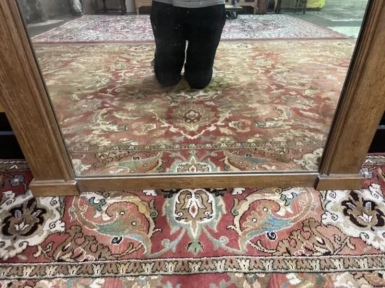 Solid oak trumeau mirror with shell