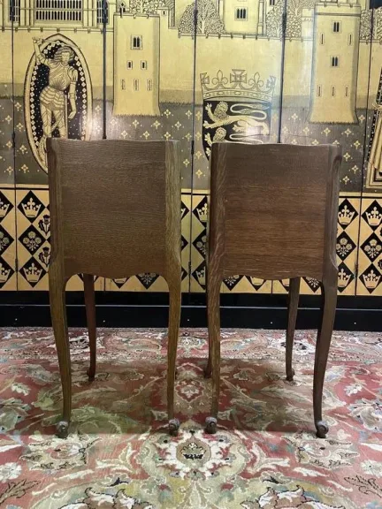 Pair of Louis XV style oak bedside tables