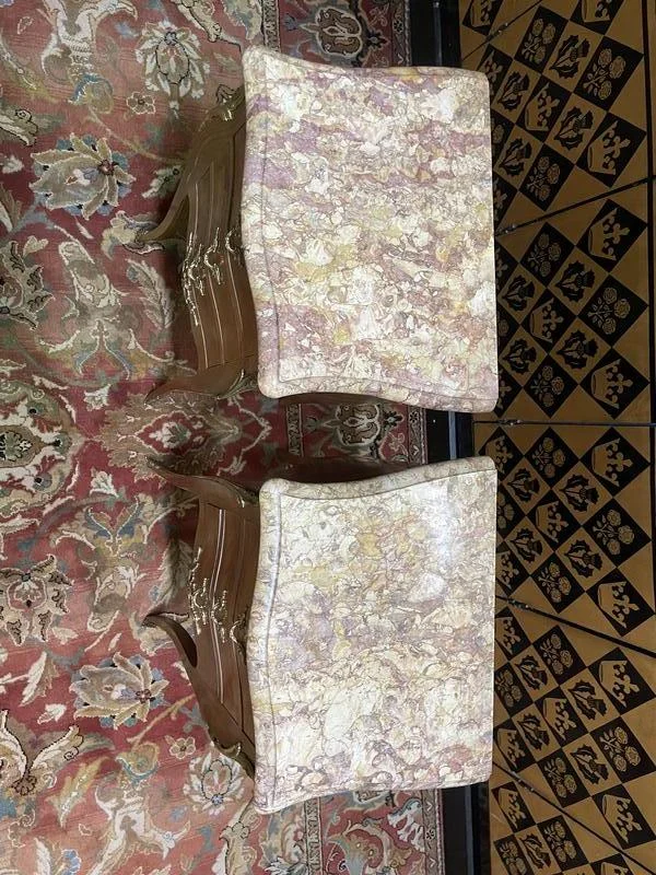 Pair of Louis XV style marquetry bedside tables