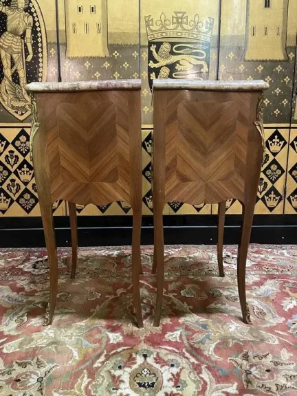 Pair of Louis XV style marquetry bedside tables
