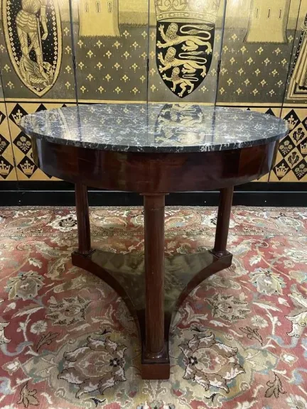 Empire period pedestal table in mahogany and marble