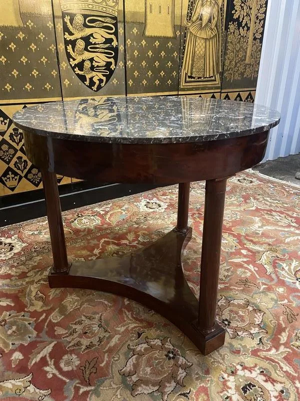 Empire period pedestal table in mahogany and marble