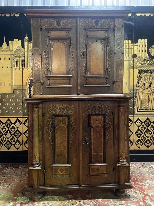 German two-body buffet in carved wood