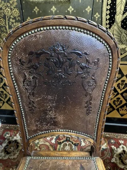 Set of 4 Louis XVI leather chairs