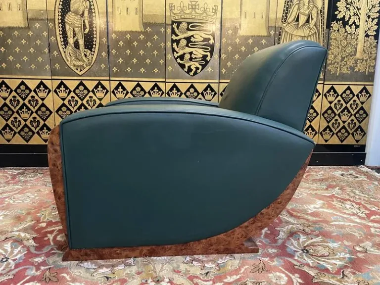 Art Deco style leather club chair