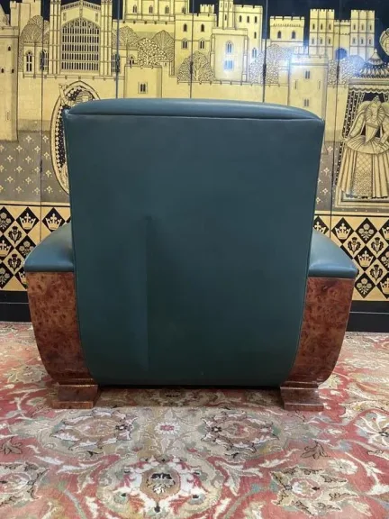 Art Deco style leather club chair