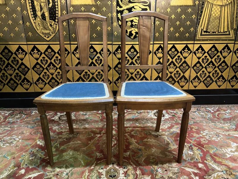 2 art deco chairs with fabric seat