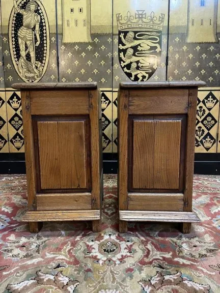 Pair of rustic oak bedside tables