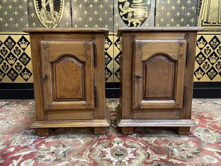 Pair of rustic oak bedside tables