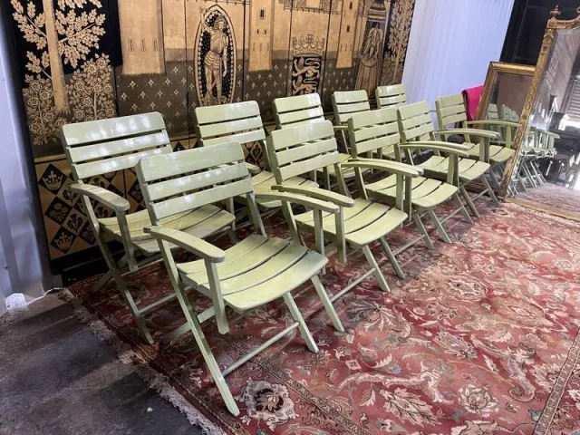 Suite de 10 fauteuils de jardin signé Herlag