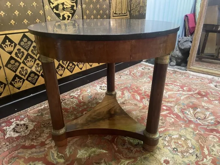 Empire period mahogany and marble pedestal table