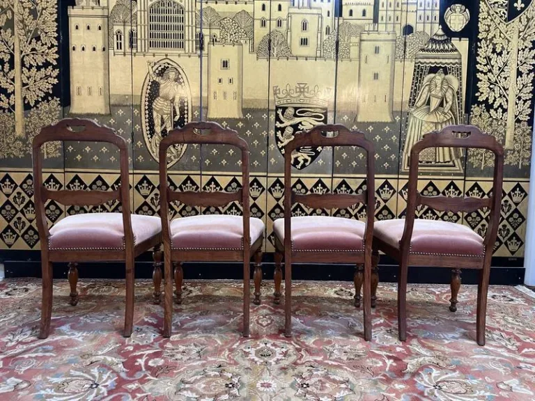Set of 4 Napoleon III chairs with Jacob mahogany legs