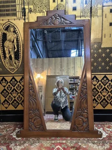 Miroir art deco en noyer
