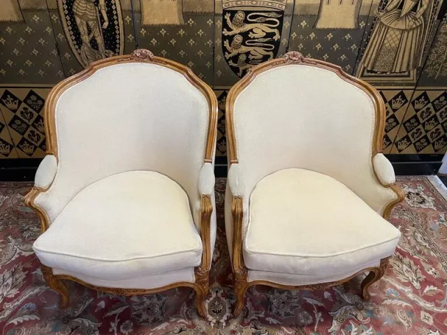 Pair of Louis XV style gondola armchairs