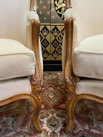 Pair of Louis XV style gondola armchairs