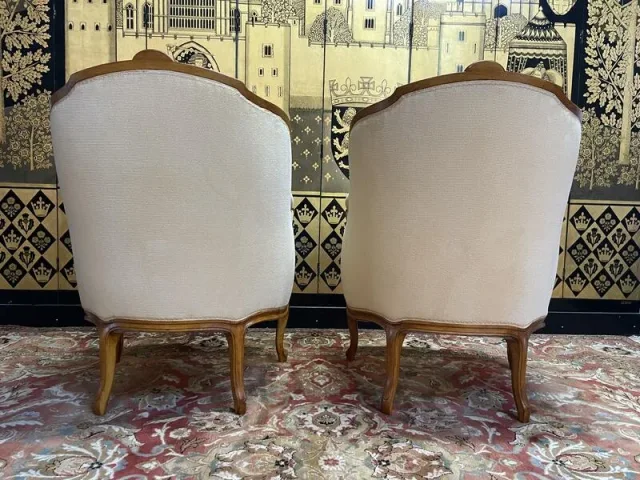 Pair of Louis XV style gondola armchairs