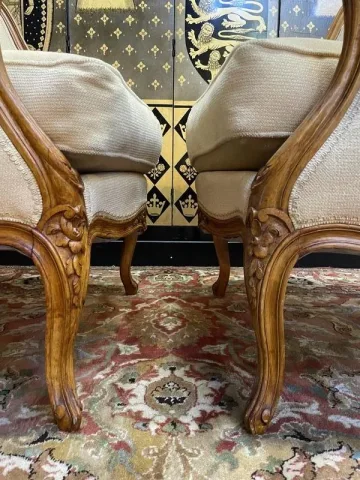 Pair of Louis XV style gondola armchairs