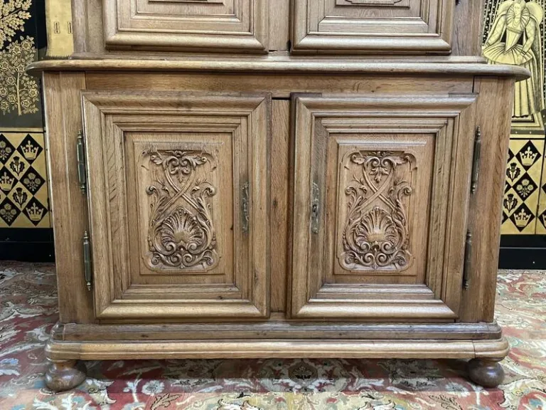 Two-body Renaissance carved oak sideboard