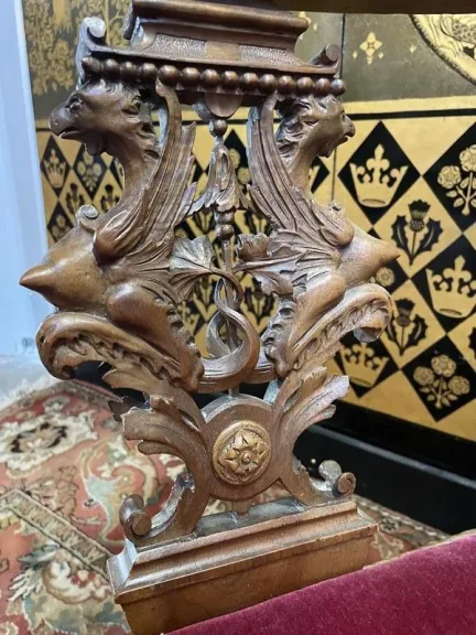 Pair of Italian carved wooden armchairs