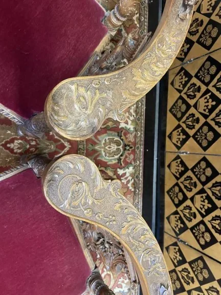Pair of Italian carved wooden armchairs