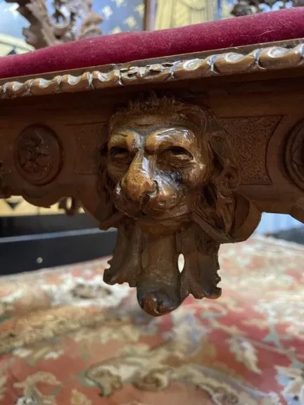Pair of Italian carved wooden armchairs