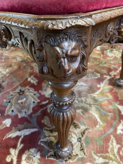 Pair of Italian carved wooden armchairs
