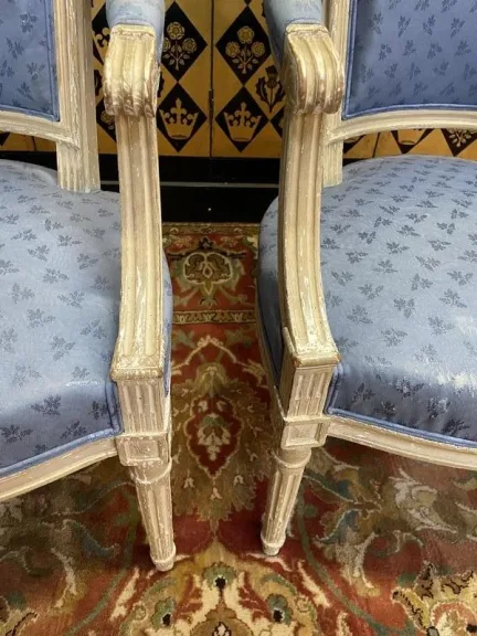 Pair of Louis XVI style cabriolet armchairs