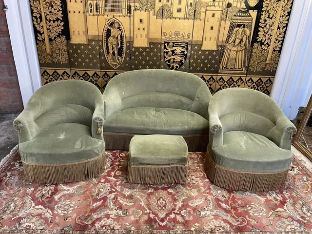 Living room sofa and Napoleon III style toad armchairs