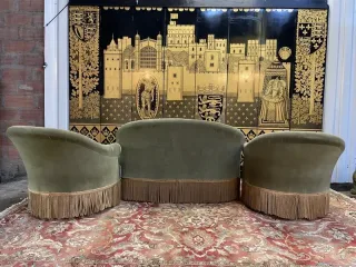 Living room sofa and Napoleon III style toad armchairs