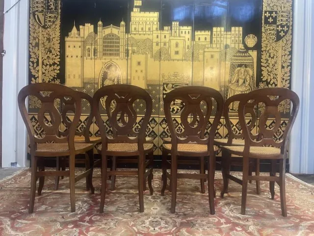 Suite de 8 chaises Louis Philippe cannage - cannées en chêne