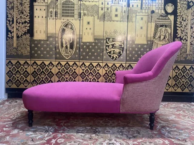 Méridienne Napoléon III en velours rose