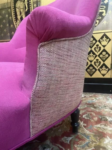Napoleon III chaise longue in pink velvet