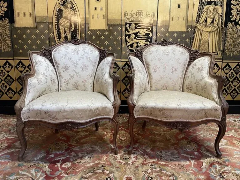 Pair of Louis XV rocaille bergere armchairs