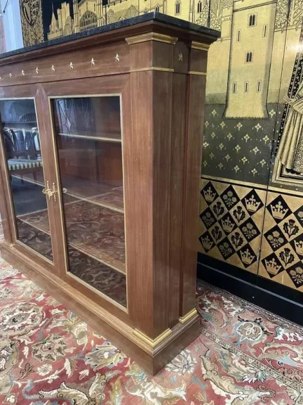 Library - Empire style display cabinet in mahogany and black marble