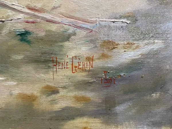 Tableau - Huile sur Toile René GUÉRIN 1891 "Jeune fille au jardin"
