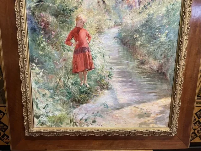 Tableau - Huile sur Toile René GUÉRIN 1891 "Jeune fille au jardin"