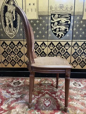 Set of 6 Louis XVI style medallion chairs in cane