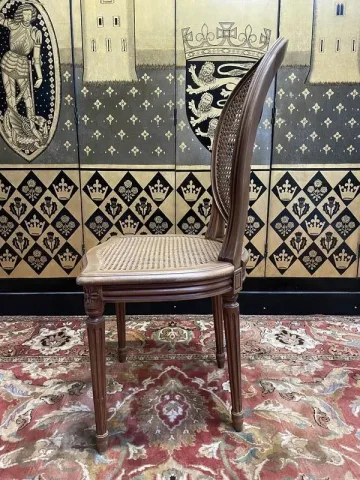 Set of 6 Louis XVI style medallion chairs in cane