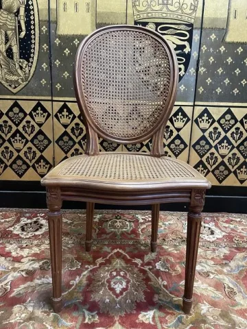 Set of 6 Louis XVI style medallion chairs in cane