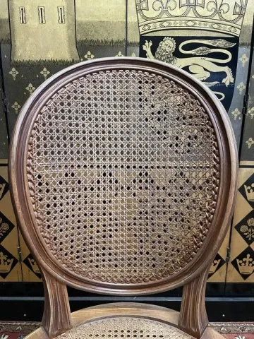 Set of 6 Louis XVI style medallion chairs in cane