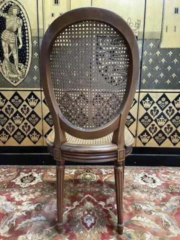 Set of 6 Louis XVI style medallion chairs in cane