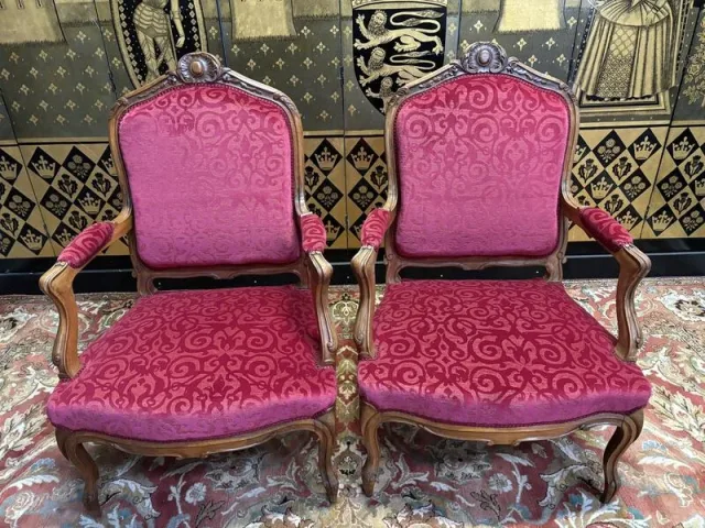 Pair of Louis XV style armchairs, 19th century.