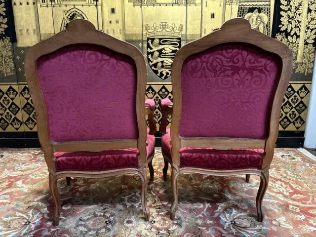Pair of Louis XV style armchairs, 19th century.