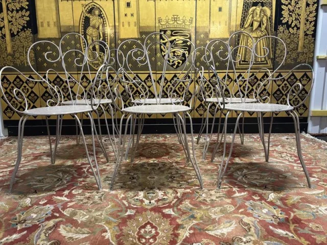 Set of 6 iron garden chairs