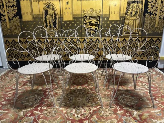 Set of 6 iron garden chairs
